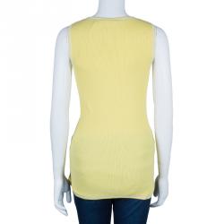 Pre Owned بلوزة شانيل أصفر كاناري تريكو بدون أكمام M