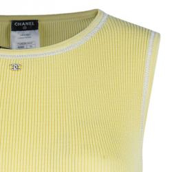Pre Owned بلوزة شانيل أصفر كاناري تريكو بدون أكمام M