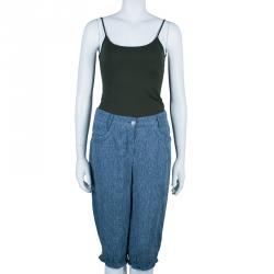 Pre Owned Chanel Blue Linen Long Shorts M