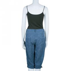 Pre Owned Chanel Blue Linen Long Shorts M