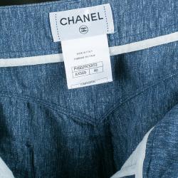 Pre Owned Chanel Blue Linen Long Shorts M