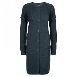 Pre Owned Chanel Grey Long Knit Cardigan M