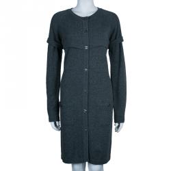 Pre Owned Chanel Grey Long Knit Cardigan M
