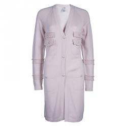 Pre Owned Chanel Pastel Pink 4 Pocket Detail Cardigan M