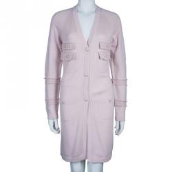 Pre Owned Chanel Pastel Pink 4 Pocket Detail Cardigan M