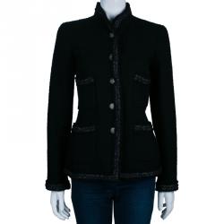 Pre Owned Chanel Black Metallic Trim Jacket M