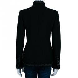 Pre Owned Chanel Black Metallic Trim Jacket M