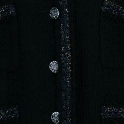 Pre Owned Chanel Black Metallic Trim Jacket M