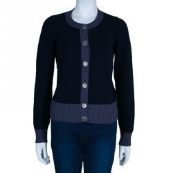 Pre Owned Chanel Navy Blue Cardigan M