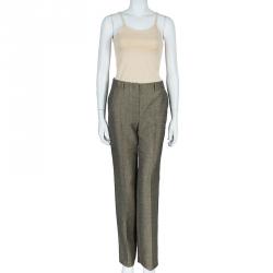 Pre Owned Chanel Metallic Herringbone Trousers Size M