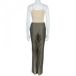 Pre Owned Chanel Metallic Herringbone Trousers Size M