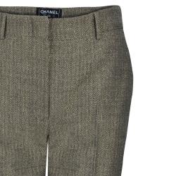 Pre Owned Chanel Metallic Herringbone Trousers Size M