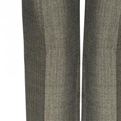 Pre Owned Chanel Metallic Herringbone Trousers Size M
