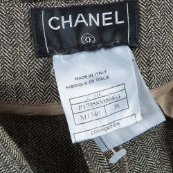 Pre Owned Chanel Metallic Herringbone Trousers Size M