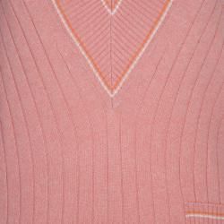 Pre Owned Chanel Pink V Neck Sweater M
