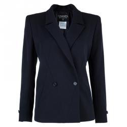 Pre Owned Chanel Navy Blue Tailored Blazer M