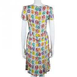 Pre Owned فستان شانيل طبع مورد متعدد الألوان M