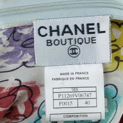 Pre Owned فستان شانيل طبع مورد متعدد الألوان M