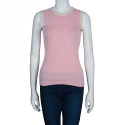 Pre Owned Chanel Pink Cashmere Cardigan Twin Set S
