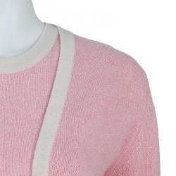 Pre Owned Chanel Pink Cashmere Cardigan Twin Set S