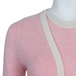 Pre Owned Chanel Pink Cashmere Cardigan Twin Set S