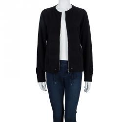 Pre Owned Chanel Black Chenille Embroidered Cashmere Cardigan M