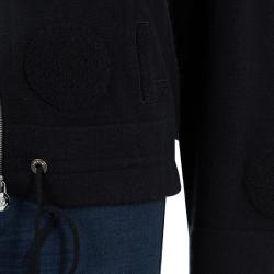 Pre Owned Chanel Black Chenille Embroidered Cashmere Cardigan M