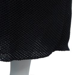 Pre Owned Chanel Black Contrast Leather Trim Detail Strapless Maxi Dress M