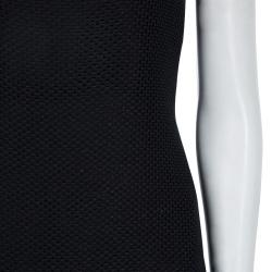 Pre Owned Chanel Black Contrast Leather Trim Detail Strapless Maxi Dress M