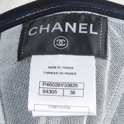 Pre Owned Chanel Black Contrast Leather Trim Detail Strapless Maxi Dress M