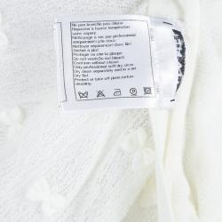 Pre Owned فستان شانيل تريكو كريمي فيونكات مزينة بلا أكمام S