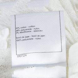 Pre Owned فستان شانيل تريكو كريمي فيونكات مزينة بلا أكمام S