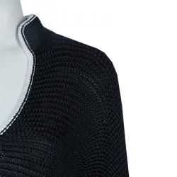 مملوكة مسبقًا فستان شانيل كم طويل تصميم واسع تريكو سميك أسود S