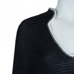 مملوكة مسبقًا فستان شانيل كم طويل تصميم واسع تريكو سميك أسود S