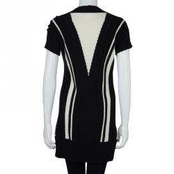 Pre Owned Chanel Monochrome Short Sleeve Cashmere Cardigan S
