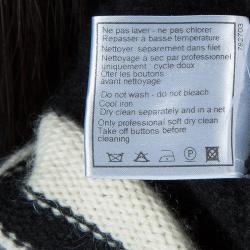 Pre Owned Chanel Monochrome Short Sleeve Cashmere Cardigan S