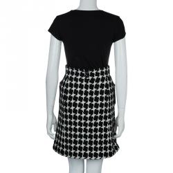 Pre Owned Chanel Monochrome Cashmere High Waist Houndstooth Skirt S