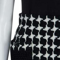 Pre Owned Chanel Monochrome Cashmere High Waist Houndstooth Skirt S