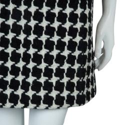 Pre Owned Chanel Monochrome Cashmere High Waist Houndstooth Skirt S