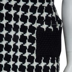 Pre Owned Chanel Monochrome Cashmere High Waist Houndstooth Skirt S