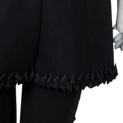 Pre Owned Chanel Black Geometric Applique Detail Overcoat S