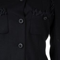 Pre Owned Chanel Black Geometric Applique Detail Overcoat S