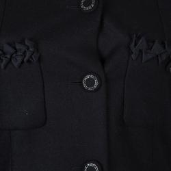 Pre Owned Chanel Black Geometric Applique Detail Overcoat S
