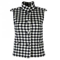 Chanel Monochrome Diamond Checked Wool Vest S