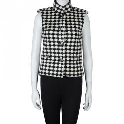 Chanel Monochrome Diamond Checked Wool Vest S