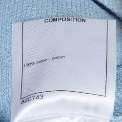 Pre Owned Chanel Powder Blue Textured Cotton Cropped Jacket M