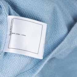 Pre Owned Chanel Powder Blue Textured Cotton Cropped Jacket M