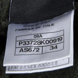 Pre Owned Chanel Olive Green Long Sleeve Cardigan S