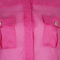 مملوكة مسبقًا قميص شانيل قطن وردي بأكمام طويلة وأزرار أمامية S