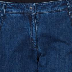 Pre Owned Chanel Indigo Dark Wash Denim Boot Cut Jeans M